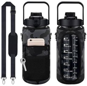 Спортивна пляшка для води 2000 мл у захисному чохлі. Чорна