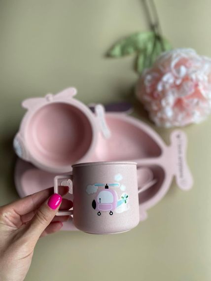 Дитячий набір для прикорму Літак рожевий | Зображення 2