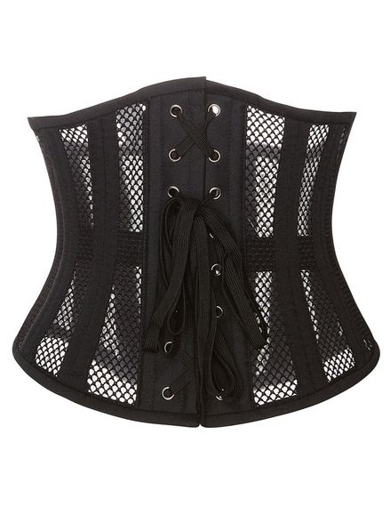 Корсет із сітки Star Night Steel Bones Grid Corsets з гачками і шнурівкою, чорний, XL (без коробки) sexstyle | Зображення 6