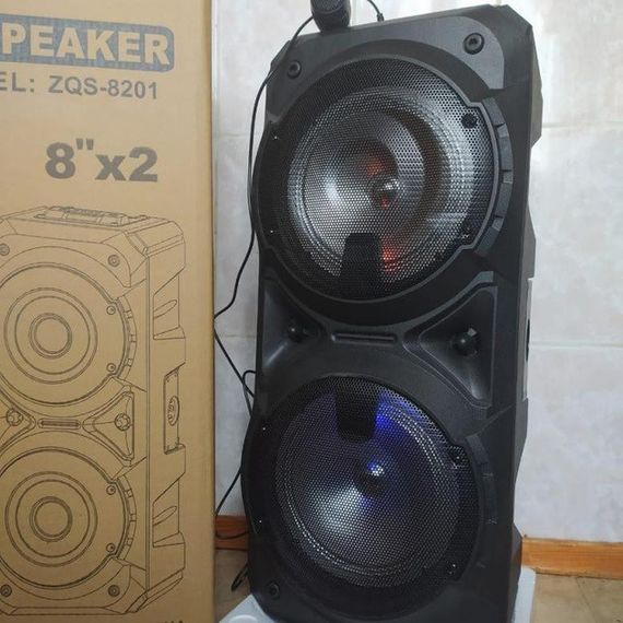 Колонка ZQS-8201 Беспроводная переносная акустическая Bluetooth с подсветкой микрофоном AUX NZ-115 пульт Д/У | Зображення 2