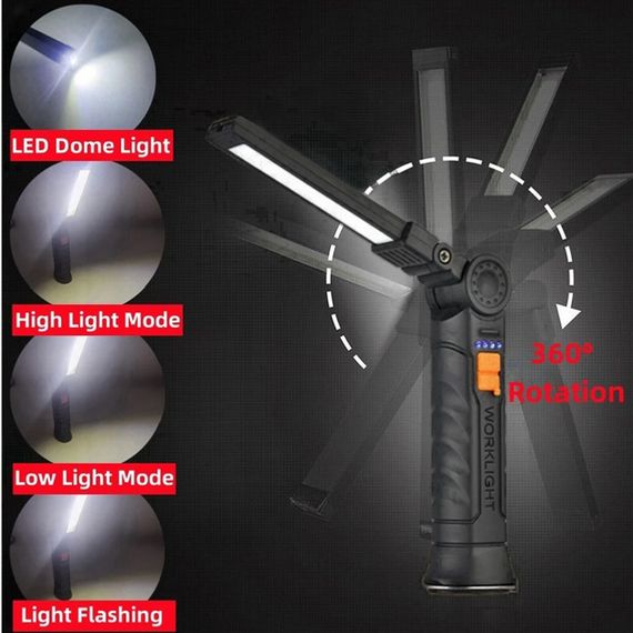Ліхтар поворотний Worklight G51-LED-COB з магнітом та гаком, Кемпінговий складаний ліхтар | Зображення 4