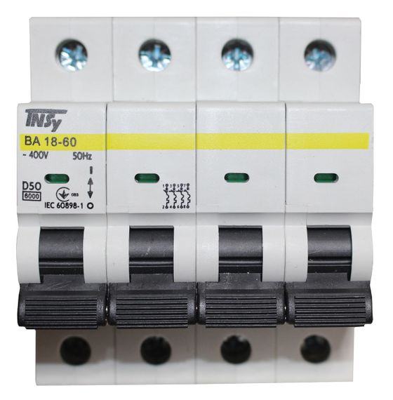 Автоматичний вимикач ВА18-60 4Р 50А 6кА х-ка D Ny95504823 | Зображення 1