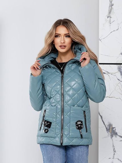 Жіноча стьобана куртка з блиском, арт.504, світло зелений