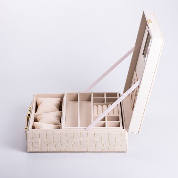 Шкатулка для украшений из эко кожи 2 яруса органайзер для ювелирных изделий | Зображення 3