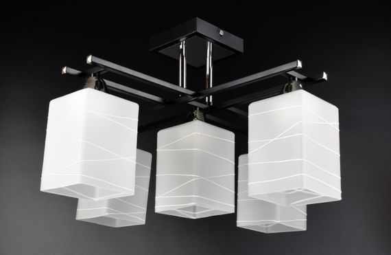 Люстра стельова на 5 лампочок 25213 Чорний 30х46х46 см.