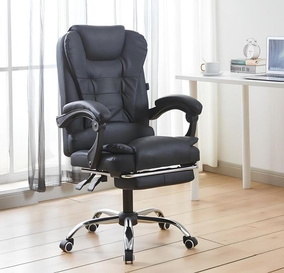 Крісло офісне на колесах Bonro Бонро B-6071 TPF чорне з підставкою для ніг (42412008)