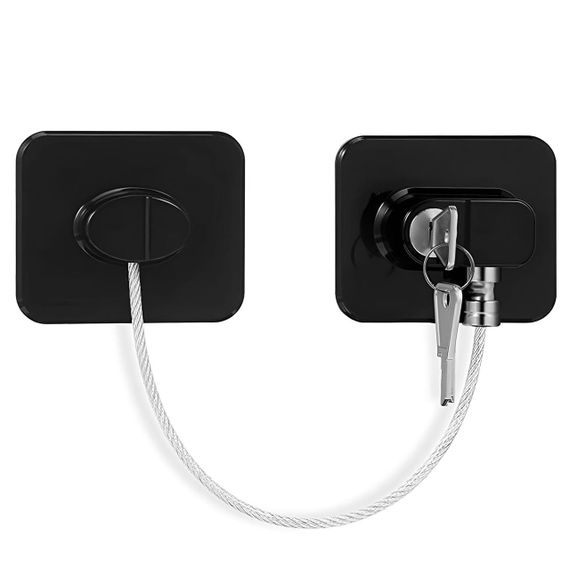 Замок блокіратор з тросом на вікна, двері + 2 ключа, Чорний / Захисний замок від дітей / Блокувальник вікон з ключем