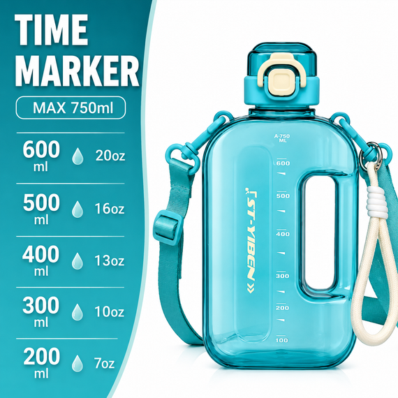 Спортивная бутылка ST-YIBEN (750 мл) - Эко-пластик BPA-free, Бирюзовая | Зображення 9