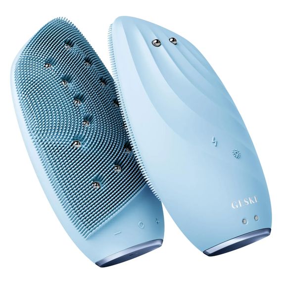 Очищувальна щітка для обличчя GESKE Sonic Thermo Facial Brush&Face-Lifter 8в1 white, Блакитний | Зображення 5