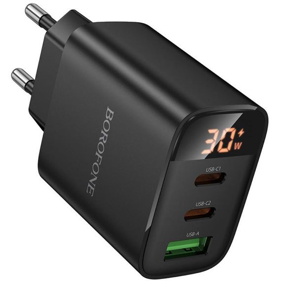 МЗП Borofone BA98A Ilustre with digital display PD30W (1USB-A/2C) Black | Зображення 2
