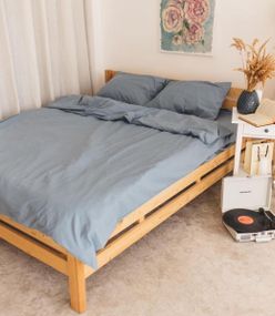 Постільна білизна двоспальна Dushka Home Варена бавовна 20485 180х215 см сіра