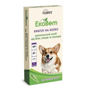 Капли ProVET «ЕкоВет» для середніх порід собак, 4 піпетки (репелентний засіб)