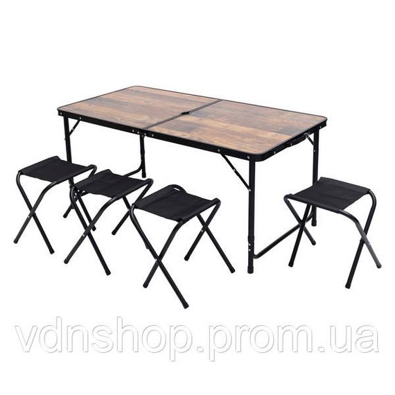 Раскладной стол + 4 стула кемпинговый набор для пикника, рыбалки, отдыха, туризма Коричневый JY-12060BR | Зображення 2