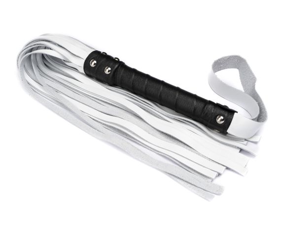 Флоггер из натуральной кожи Flirty Leather - Black & White, BG-00033 sexstyle | Зображення 2