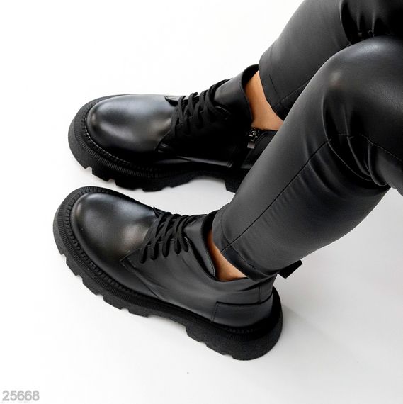 Дизайнерські асиметричні зимові чорні черевики натуральна шкіра | Зображення 3