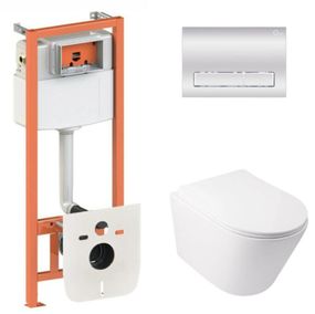 Набір Qtap Nest 4 в 1 підвісний унітаз Swan Ultra Quiet 485x360x320 + комплект інсталяції QT16335179W45154