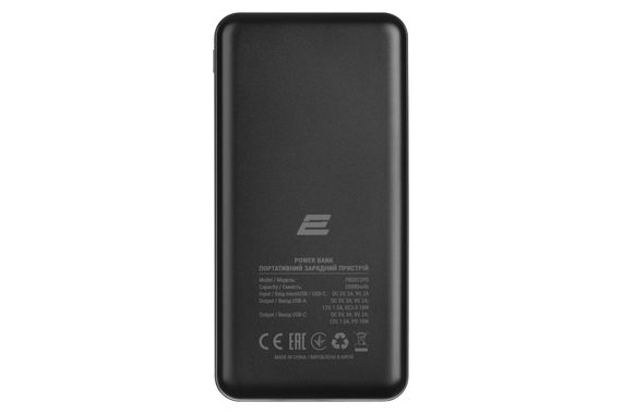 Портативний зарядний пристрій 2E 20000mAh, Geometry, PD+QC 3.0 18W, black (2E-PB2072PD-BLACK) | Зображення 1