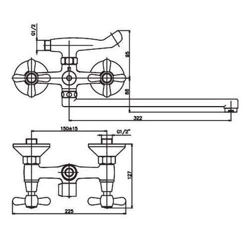 Змішувач для ванни HAIBA DOMINOX 140 EURO BRONZE HB0062 | Зображення 1