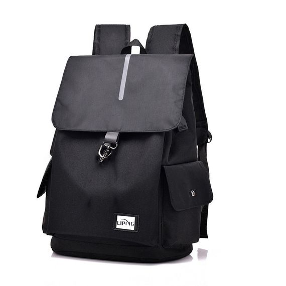 Мужской рюкзак Liping LP-604 20-35L Black с ЮСБ портом, тканевый