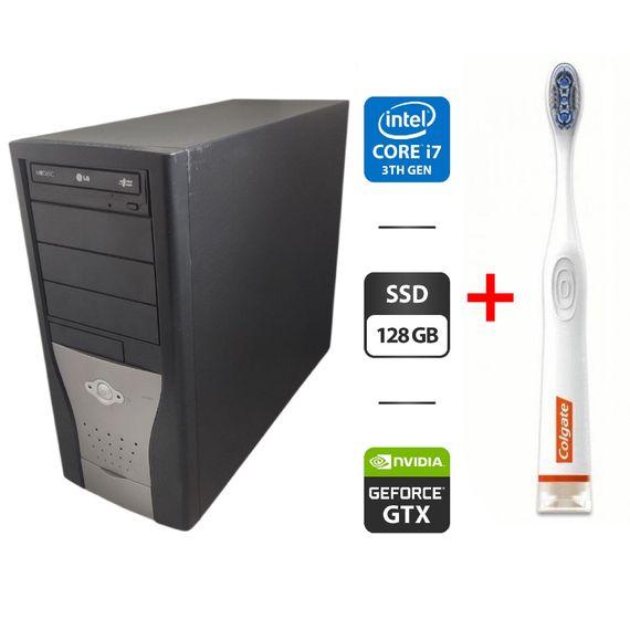 Компьютер NoName Tower / Intel Core i7-3770 (4 (8) ядра по 3.4 - 3.9 GHz) / 16 GB DDR3 / 128 GB SSD / nVidia GeForce GTX 650 Ti, 2 GB GDDR5, 128-bit / DVD-ROM б/у + Подарок Умная интерактивная зубная щетка Colgate Connect M1 / Bluetooth