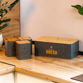 Набор для хранения продуктов 4 штуки с бамбуковыми крышками, серый