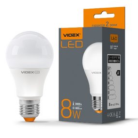 Лампа A60e 8W E27 3000K 220V LED Videx