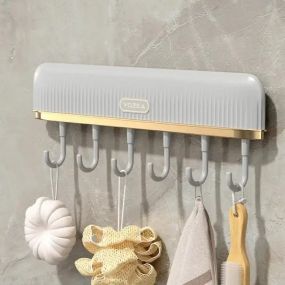 Клейка вішалка з гачками, утримувач для посуду з 6 гачками Plastic hook