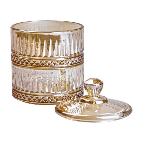 Цукерниця скляна з кришкою Ø 10 см двоярусна цукерниця коричнева | Зображення 2