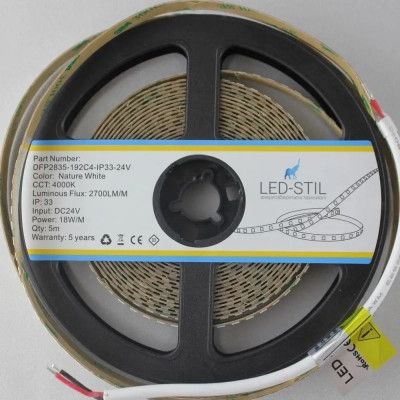 Светодиодная лента LED-STIL 4000K 18 Вт/м 2835 192 діода IP33 24 Вольта 2700 lm нейтральне світло | Зображення 1