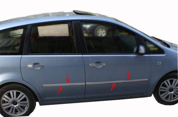 Молдинг дверний (4 шт, нерж) Carmos - Турецька сталь для Ford Focus II 2005-2008 рр