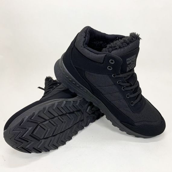 Черевики чоловічі 44р 28.5см чорні Зимове чоловіче взуття з текстилю | Зображення 5