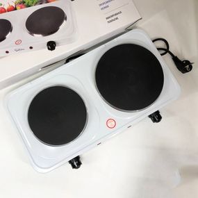 Кухонна електрична плита Suntera DP-1935B, 2500W белая, Електрична кухонна плита з двома дисками WD-86