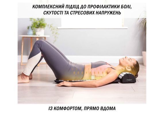Масажний килимок Easyfit з подушкою (аплікатор Кузнєцова) Чорний з білим (EF-2709-BW) | Зображення 2