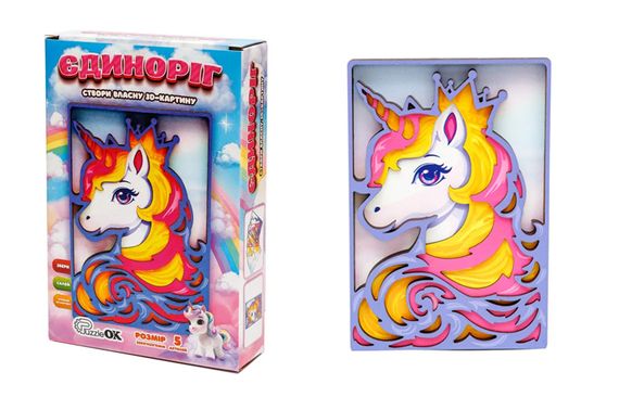 Картина 3D Puz-40003 "Єдиноріг" дерев'яна PuzzleOk