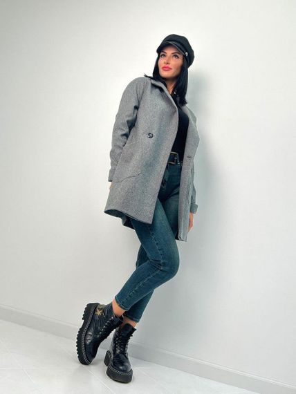 Женское короткое платье кашемировое принт елочка GF1218 цвет серый, размер 50/52 | Зображення 1