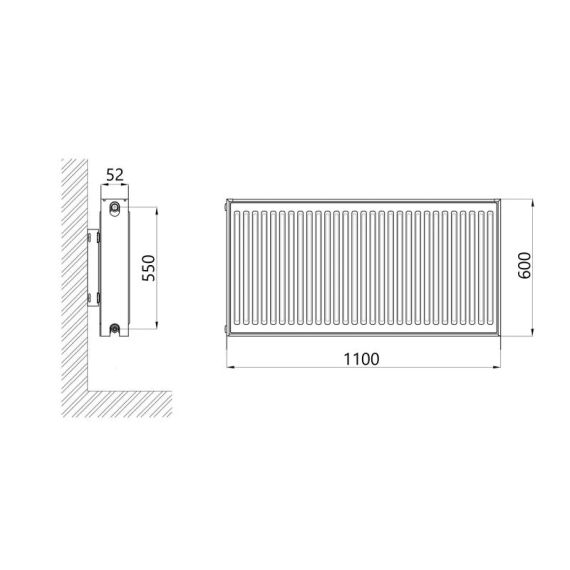 Радіатор сталевий Thermo Alliance IMAS 11 тип 600х1100 бічне під'єднання 1349 Вт | Зображення 1