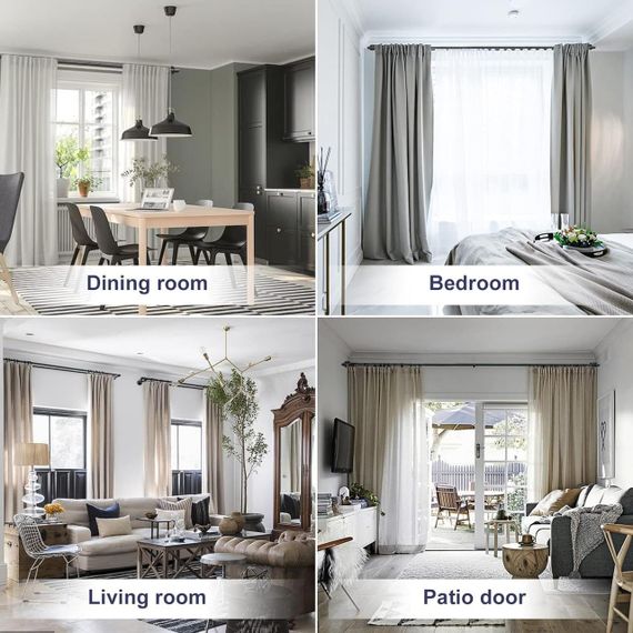 Двухрядный карниз FLY 73-162 см регулируемый, с фланцевыми наконечниками, матовый черный, из нержавеющей стали | Зображення 6