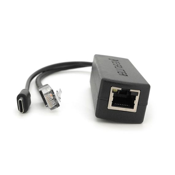 POE сплиттер AOT-0524 48V-5V, RJ45, Type-C (10/100Мбит, Вход-48V/Выход 5V 2.4А)