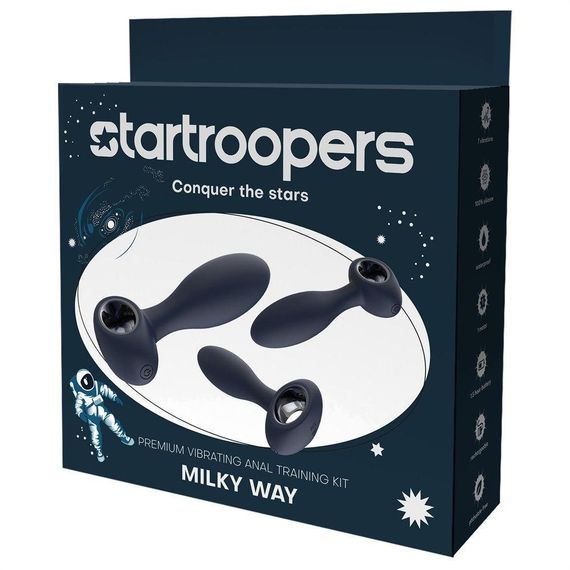 Набір анальних стимуляторів, S, M, L, Dream Toys Startroopers Milky Way, два з вібрацією, синій Sex Aura | Зображення 1