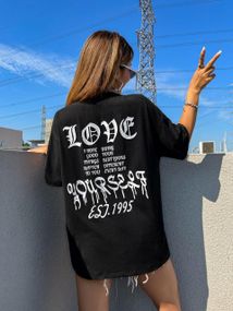 Футболка женская с принтом повседневная L Черная