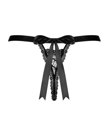 Трусики стринги з бантиком Obsessive Isabellia Чорні L/XL | Зображення 3