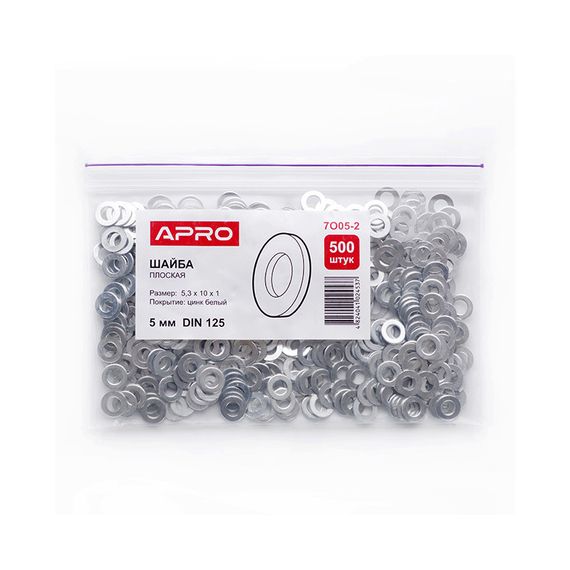 Шайба плоска 16 мм DIN 125 цинк білий (ящ 1500 шт.) APRO 7O16-2-C1 | Зображення 3