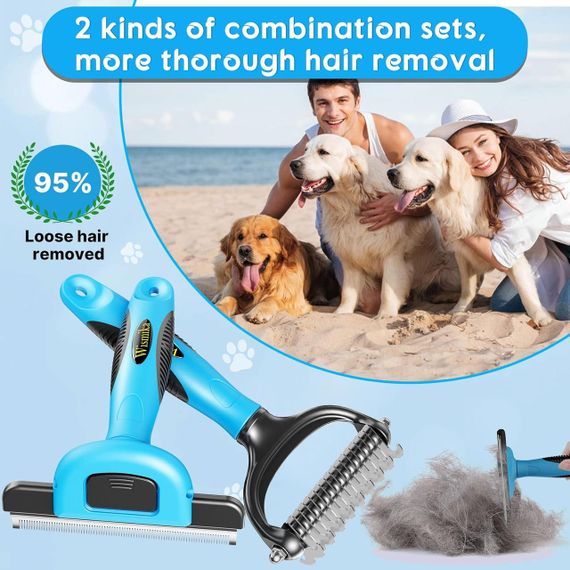 Щітка гребінець Wismika для собак і котів, підшерстя, 2в1, нержавійка, грумінг, антиколтун, для шерсті | Зображення 5