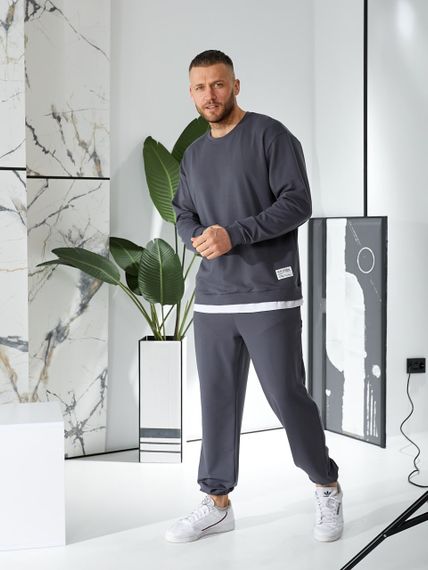 Мужской спортивный костюм свободный с эффектом 2 в 1, LI2015 цвет серый, размер 48/52 | Зображення 3