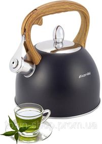 Чайник Kamille Whistling Kettle Black 2.5л из нержавеющей стали со свистком (черный) KM-1096