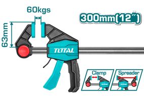 Струбцина TOTAL THT1340602 швидкозатискна, 63х300мм, 60кг
