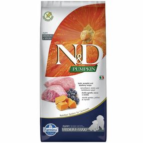 Сухой корм с ягненком для щенят средних и крупных пород Farmina N&D Pumpkin Dog Lamb & Blueberry Puppy Medium & Maxi, 2.5 кг