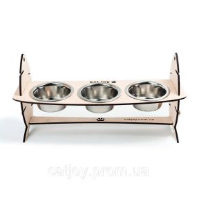 Кормушка для кошек Cat Joy Скелет рыбы с регулировкой высоты Беж на 3 миски
