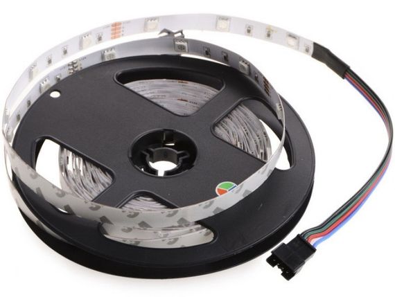 Цветная LED лента негерметичная 12V 14.4W 5050 WHITE PCB RGB IP20 1m (BY-024/30) | Зображення 1