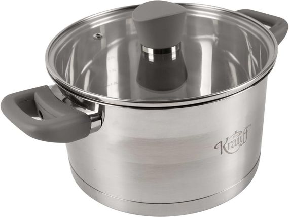 Каструля Krauff Elite 26-238-057, 3. 6 л, 20 см, з нержавіючої сталі з кришкою, для всіх типів плит | Зображення 1